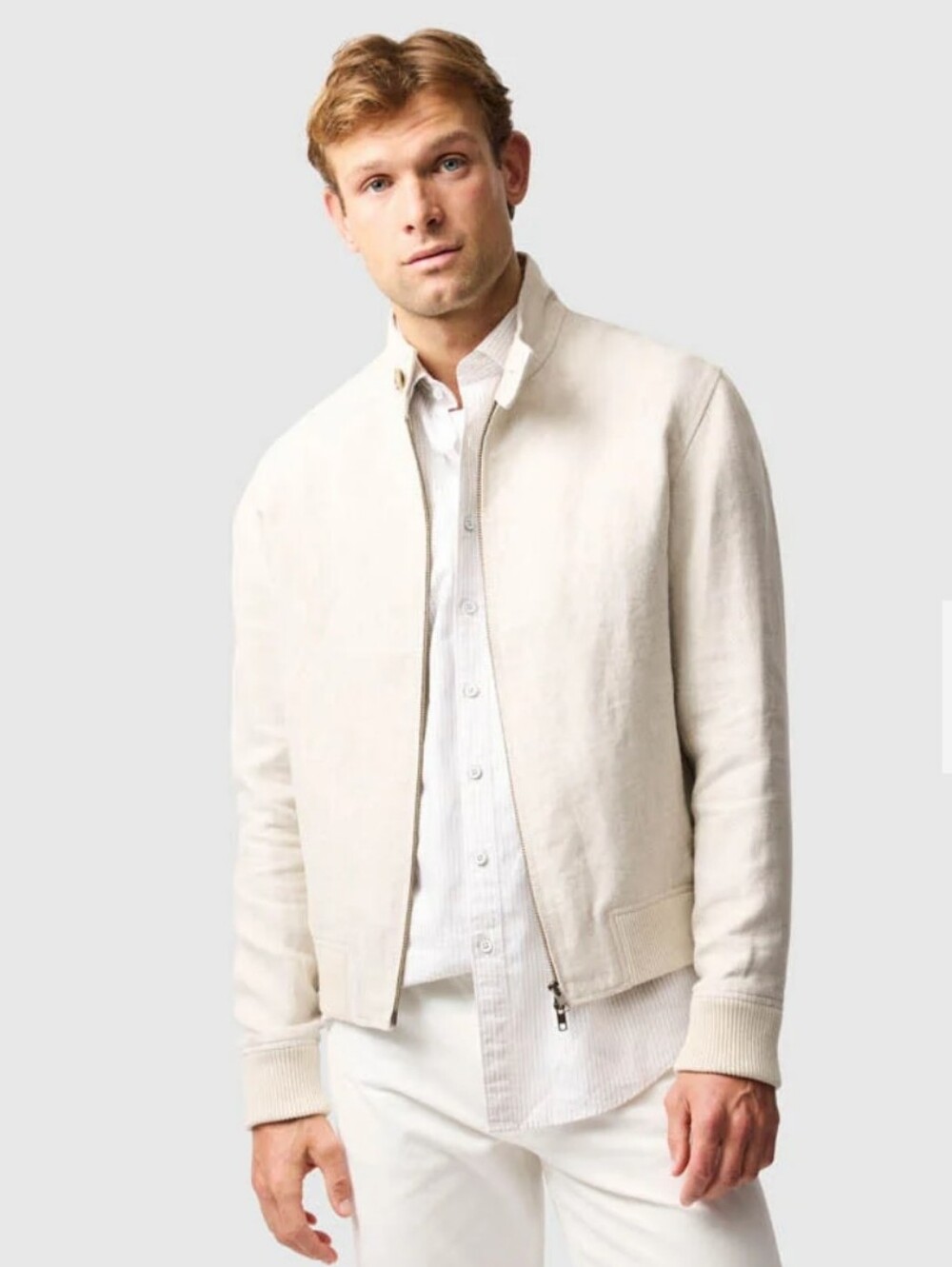 RODD & GUNN Staveley Linen Bomber Jacket In Wheat NWOT XL.